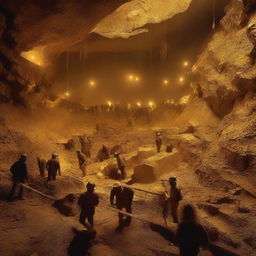 A detailed image of a gold mine filled with an abundance of gold