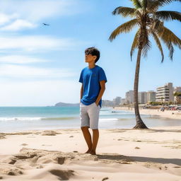 Un chico disfrutando de un día soleado en la playa