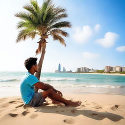 Un chico disfrutando de un día soleado en la playa