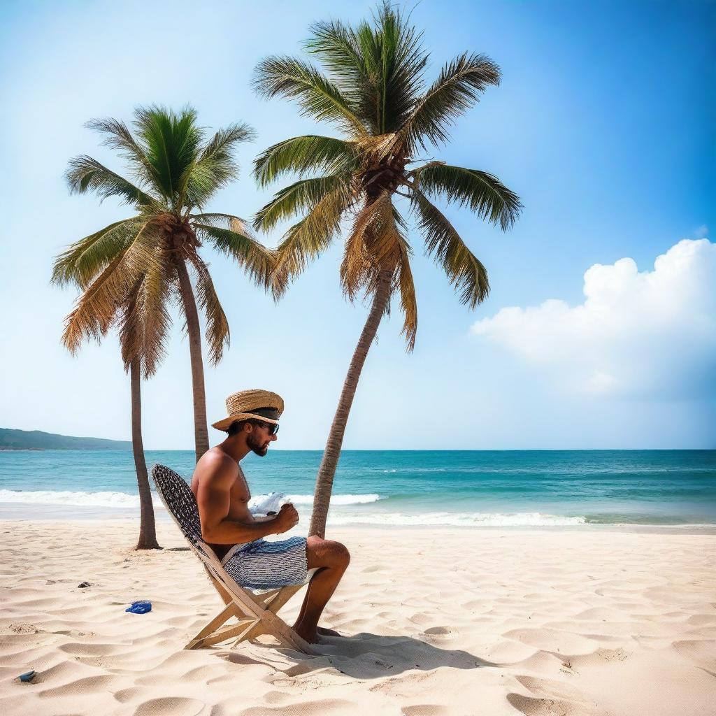 Un chico disfrutando de un día soleado en la playa