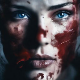 A dark and mysterious book cover with no text, focusing on intense eyes and shattered glass, symbolizing the fragmented personality of a woman