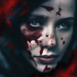 A dark and mysterious book cover with no text, focusing on intense eyes and shattered glass, symbolizing the fragmented personality of a woman