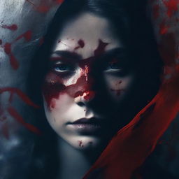 A dark and mysterious book cover with no text, focusing on intense eyes and shattered glass, symbolizing the fragmented personality of a woman