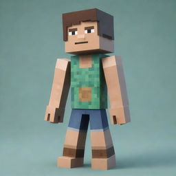 A unique fusion of a Roblox character and a Minecraft character, displaying the cubic structure and pixelated detail of Minecraft combined with the human-like figure and characteristic features of Roblox.