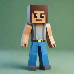 A unique fusion of a Roblox character and a Minecraft character, displaying the cubic structure and pixelated detail of Minecraft combined with the human-like figure and characteristic features of Roblox.