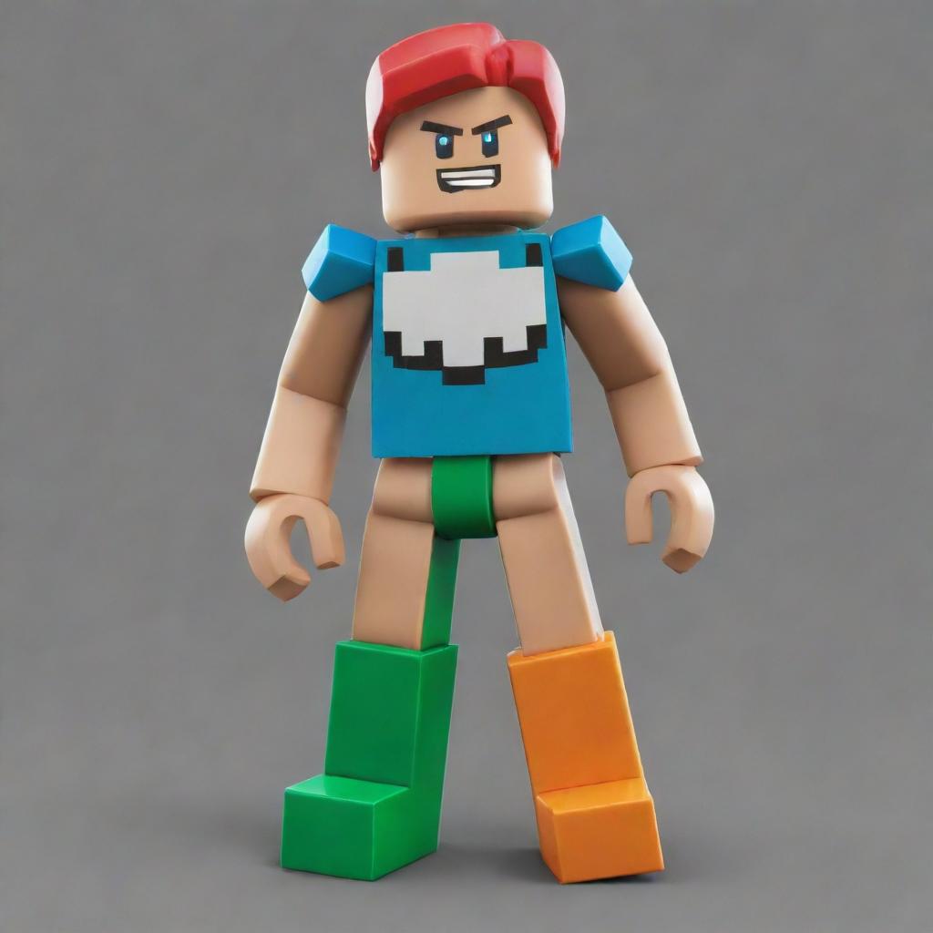 An exceptional fusion of characters from Roblox, Minecraft, Fortnite, and Lego, combining the distinctive features and styles from each iconic game into a single imaginative character.