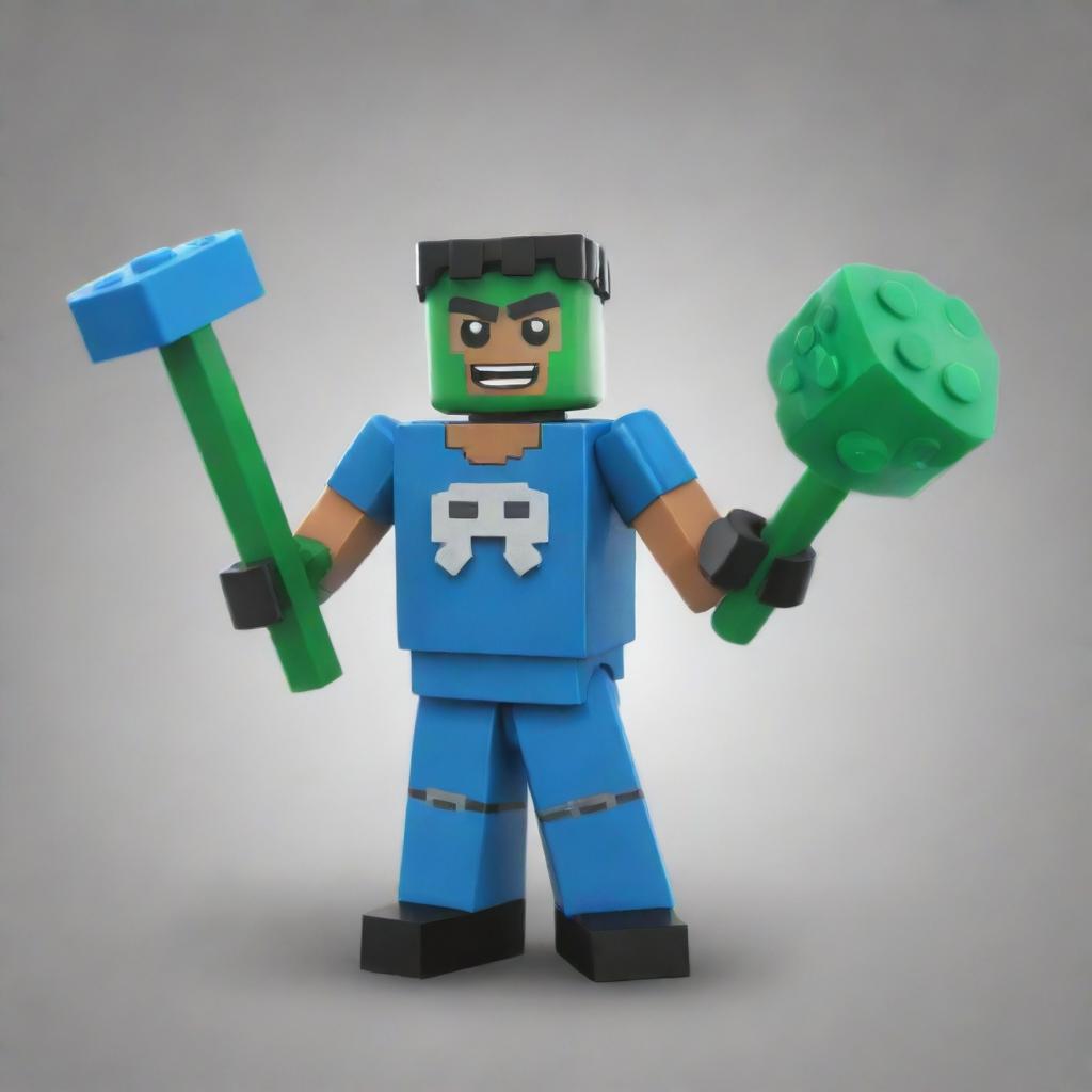 An exceptional fusion of characters from Roblox, Minecraft, Fortnite, and Lego, combining the distinctive features and styles from each iconic game into a single imaginative character.