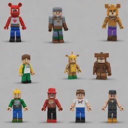 An incredibly unique character fusion from Roblox, Minecraft, Fortnite, Lego, Nintendo, Mario, and Five Nights at Freddy's, highlighting iconic aspects from each game to create a distinct, new and riveting character.