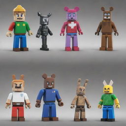 An incredibly unique character fusion from Roblox, Minecraft, Fortnite, Lego, Nintendo, Mario, and Five Nights at Freddy's, highlighting iconic aspects from each game to create a distinct, new and riveting character.