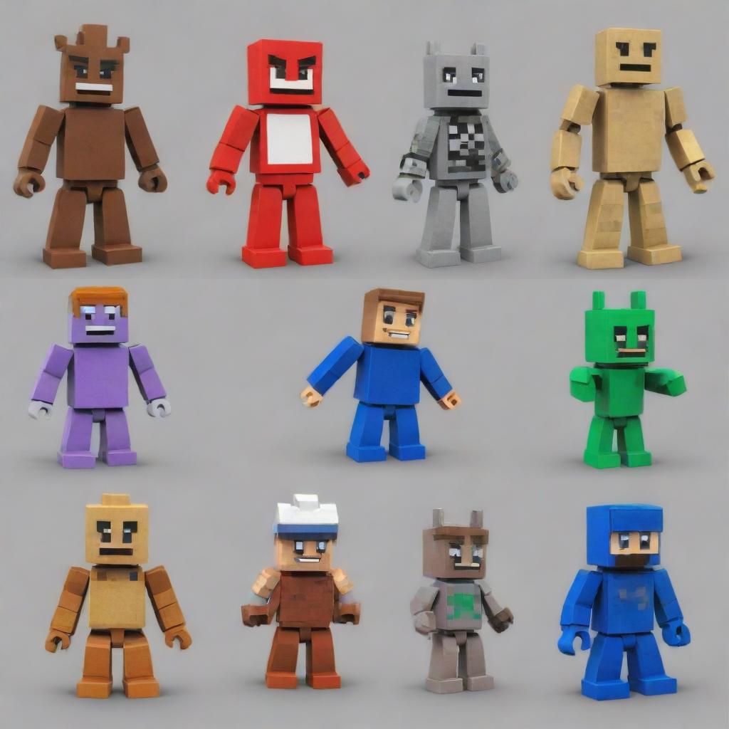 An incredibly unique character fusion from Roblox, Minecraft, Fortnite, Lego, Nintendo, Mario, and Five Nights at Freddy's, highlighting iconic aspects from each game to create a distinct, new and riveting character.