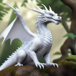 A large, ancient white dragon with a wise and regal appearance