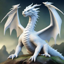 A large, ancient white dragon with a wise and regal appearance