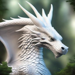 A large, ancient white dragon with a wise and regal appearance