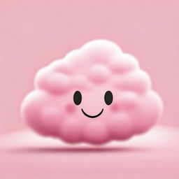 A cute, tiny pink fluffy cloud with a big, smiling face on a white background