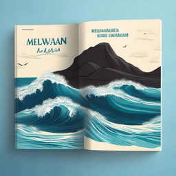 Create a front and back book cover with the title 'Melawan Ombak Kehidupan'