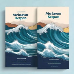 Create a front and back book cover with the title 'Melawan Ombak Kehidupan'