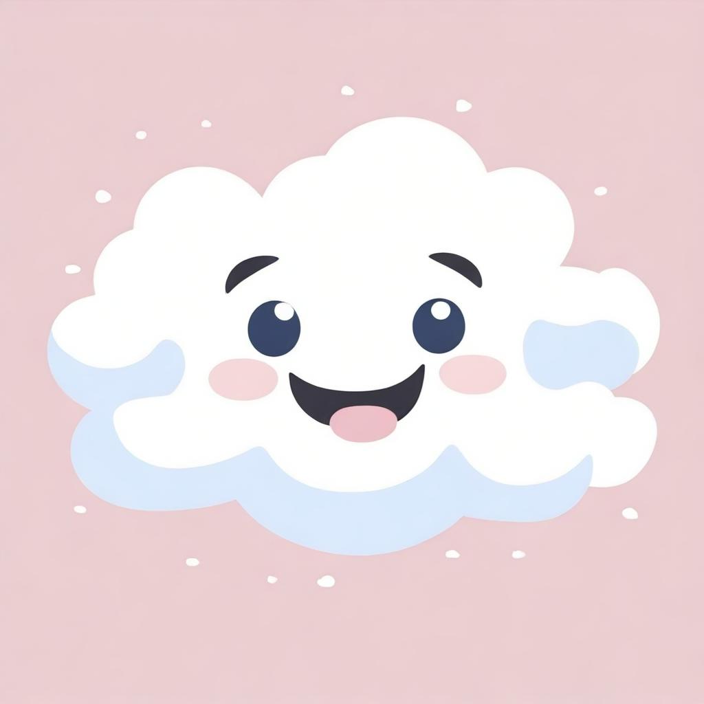 A white fluffy cloud with soft, billowy edges, winking with one eye