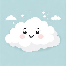 A white fluffy cloud with soft, billowy edges, winking with one eye