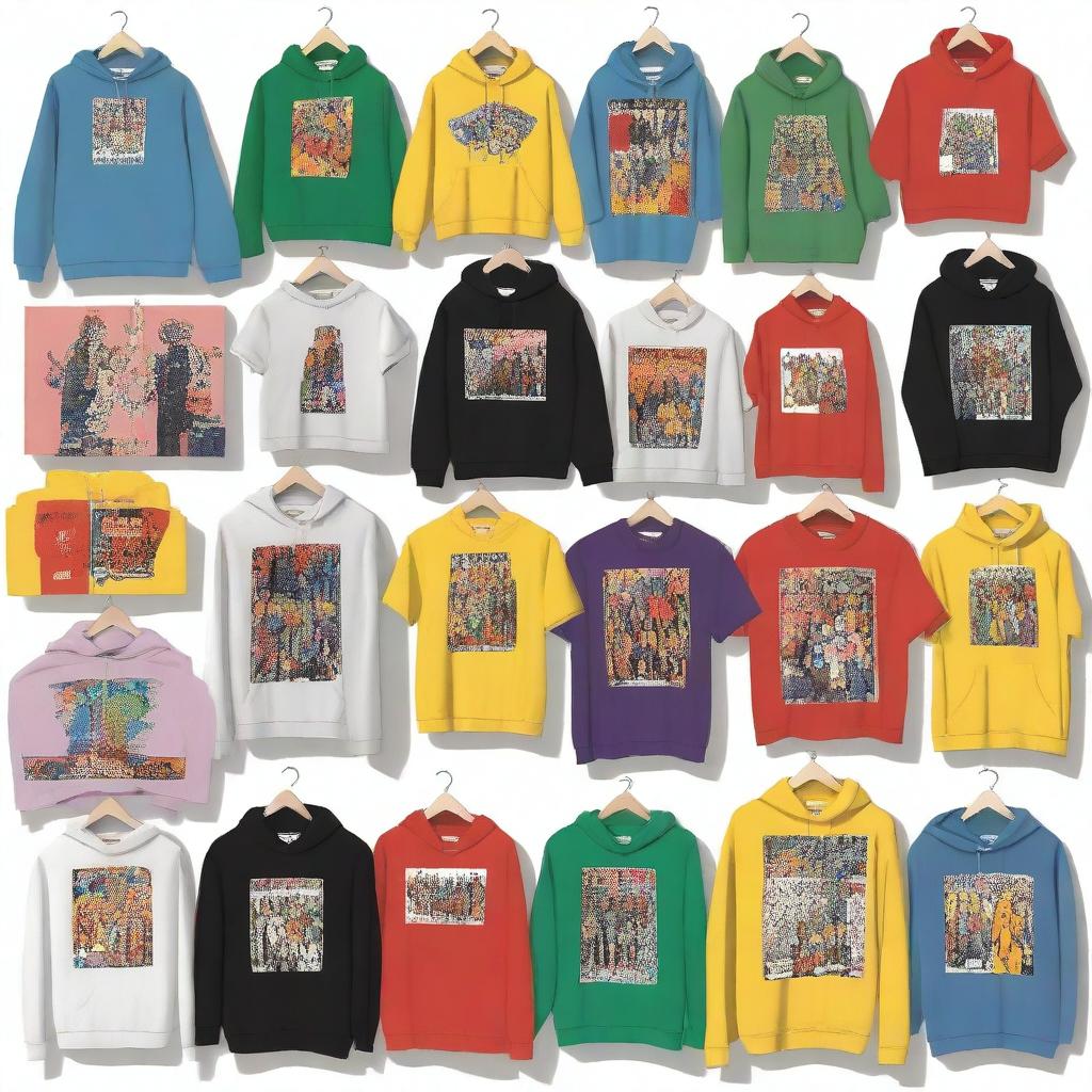 A collection of clothes featuring a picture of a group from 2008