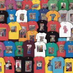 A collection of clothes featuring a picture of a group from 2008