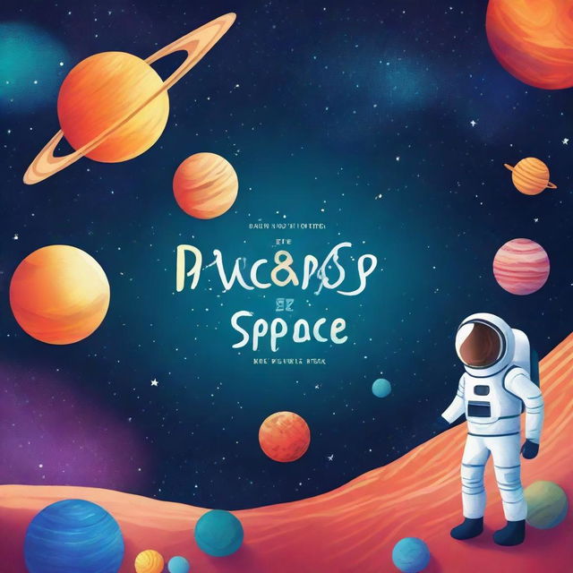 Design an engaging book cover for a science book titled 'The Wonders of Space'