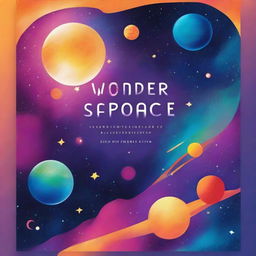 Design an engaging book cover for a science book titled 'The Wonders of Space'