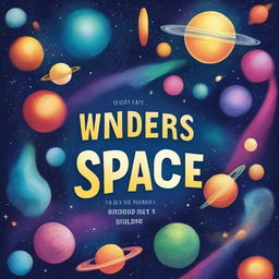 Create an eye-catching book cover for a science book titled 'The Wonders of Space'