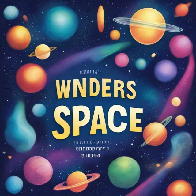 Create an eye-catching book cover for a science book titled 'The Wonders of Space'