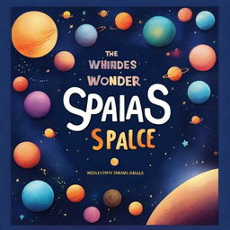 Create an eye-catching book cover for a science book titled 'The Wonders of Space'