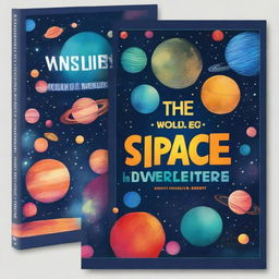 Create an eye-catching book cover for a science book titled 'The Wonders of Space'