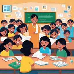 A vibrant and engaging illustration representing the Sarva Shiksha Abhiyan, an Indian government program aimed at universalizing elementary education