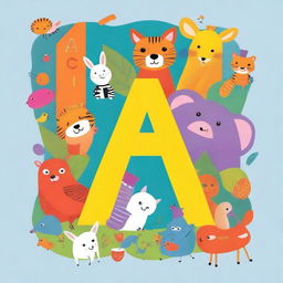 A vibrant and colorful book cover for a children's animal ABC drawing book