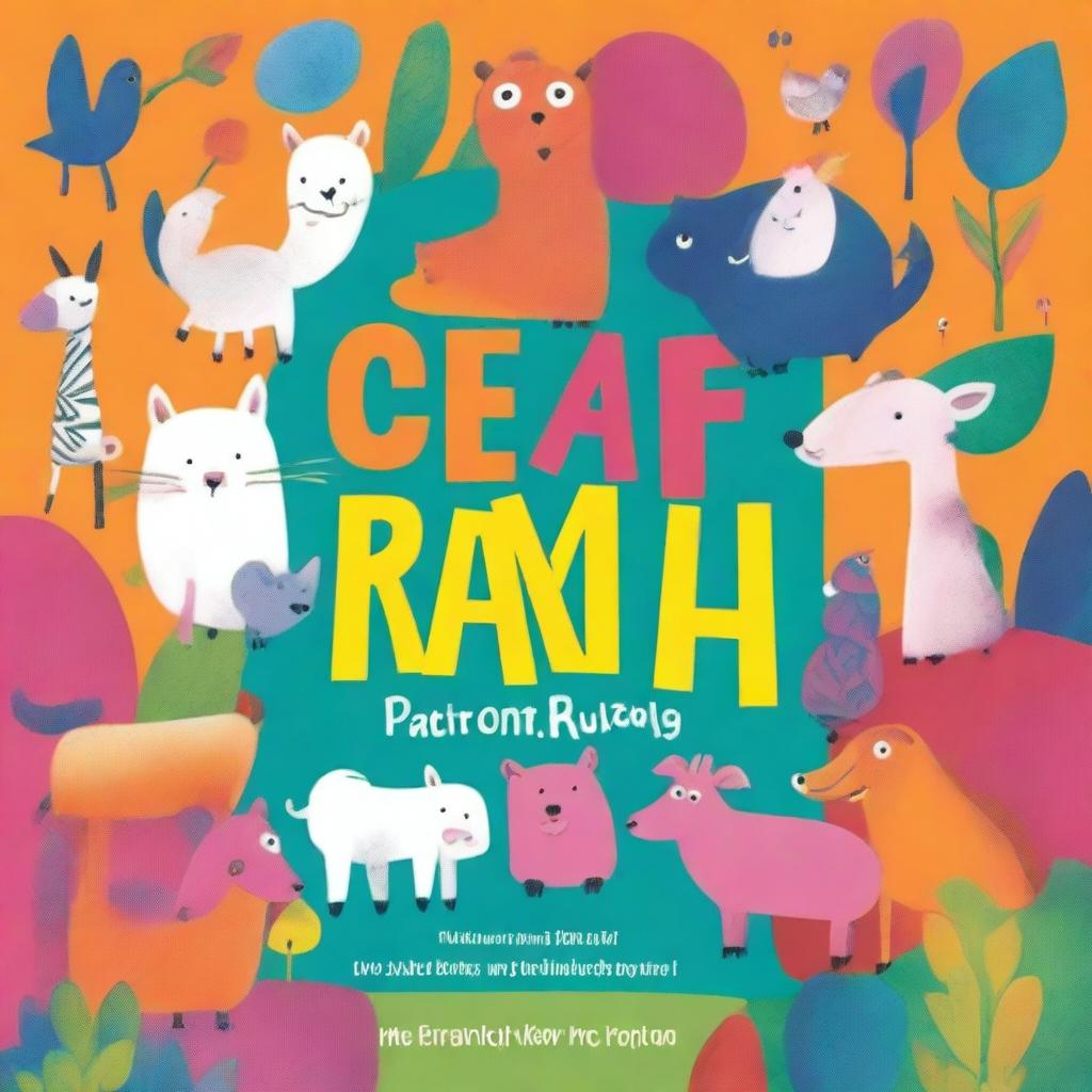 A colorful and lively book cover for a children's book featuring various animals