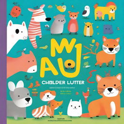 A colorful and lively book cover for a children's book featuring various animals