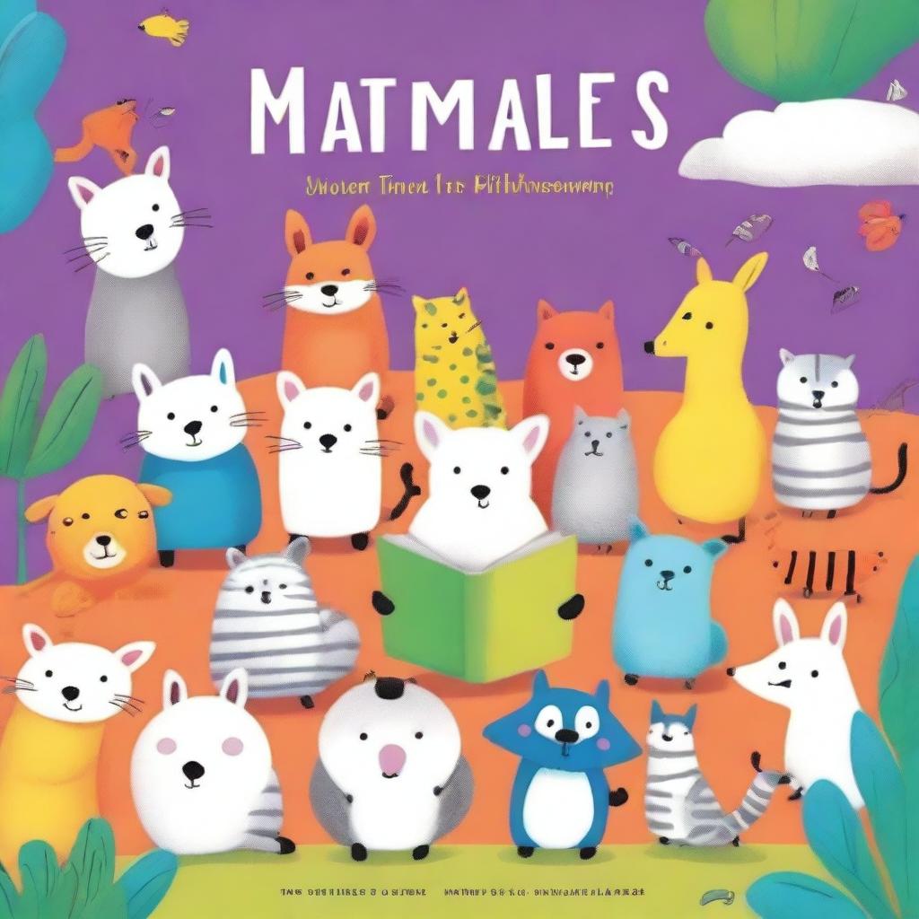 A colorful and lively book cover for a children's book featuring various animals