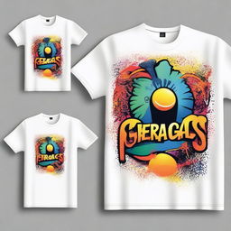 Create a t-shirt design featuring the text 'Geragas' with a unique and eye-catching picture