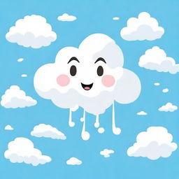 A fluffy white cumulonimbus cloud with a playful expression, winking one eye