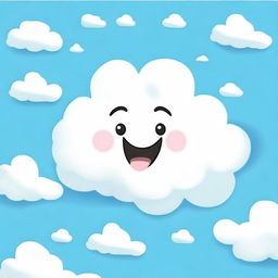 A fluffy white cumulonimbus cloud with a playful expression, winking one eye