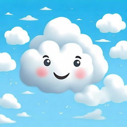 A fluffy white cumulonimbus cloud with a playful expression, winking one eye