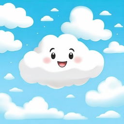 A fluffy white cumulonimbus cloud with a playful expression, winking one eye