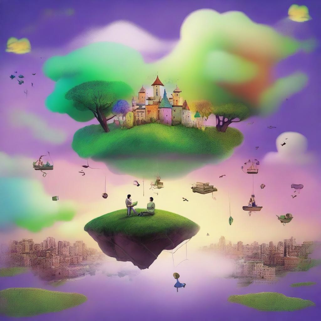 A dreamlike and magical landscape that combines everyday and fantastical elements