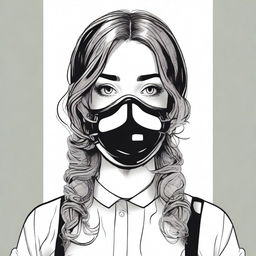 A detailed illustration of a girl with a ball gag