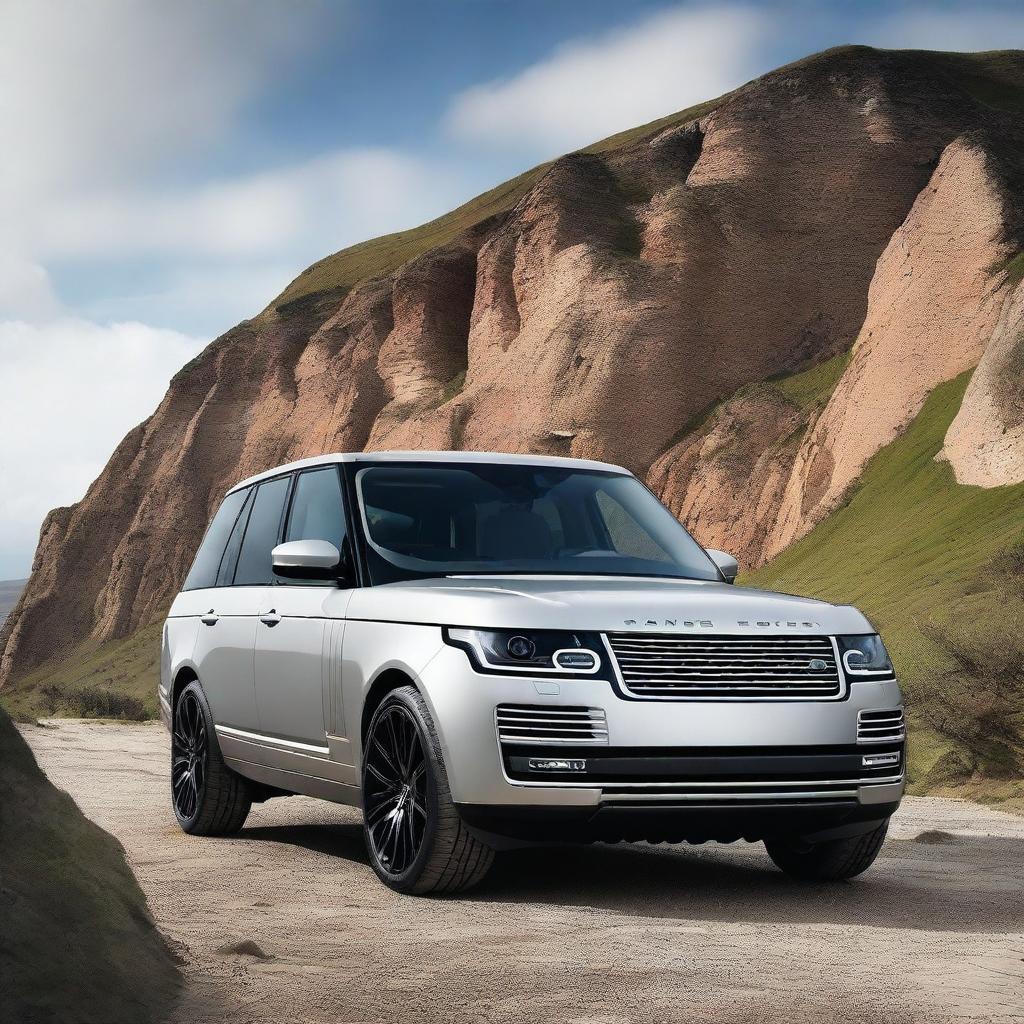 A high-quality, professional photo of a Range Rover, showcasing its luxurious design and features