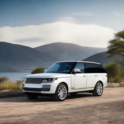 A high-quality, professional photo of a Range Rover, showcasing its luxurious design and features