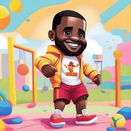 A playful illustration of LeBron James as a toddler