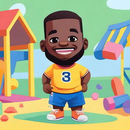 A playful illustration of LeBron James as a toddler