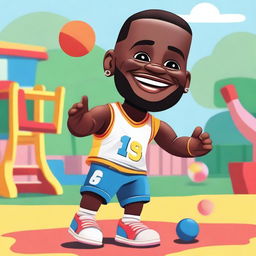 A playful illustration of LeBron James as a toddler