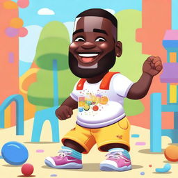 A playful illustration of LeBron James as a toddler