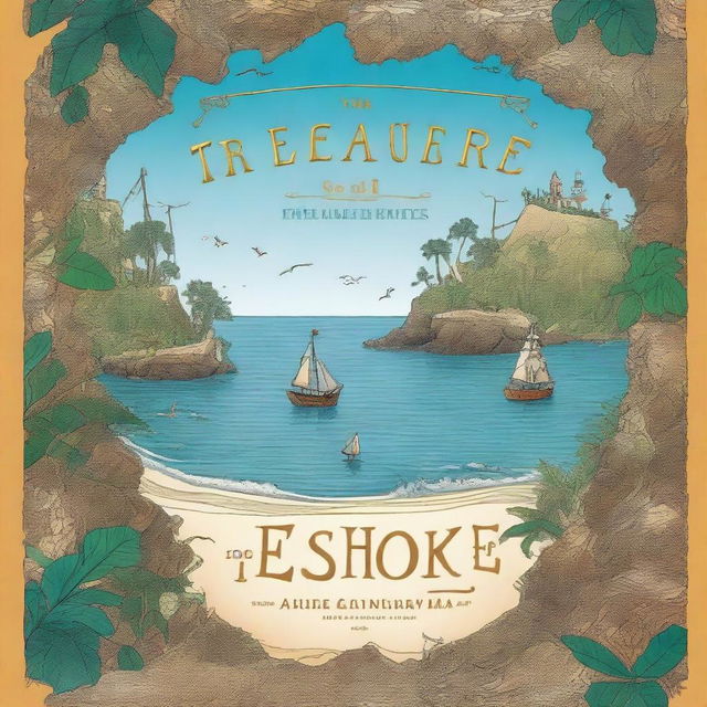 A captivating book cover for 'The Treasure of Echo Isle' written by CK