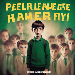 A book cover featuring a young boy being sent to a new school, looking scared as his classmates appear menacing and intimidating